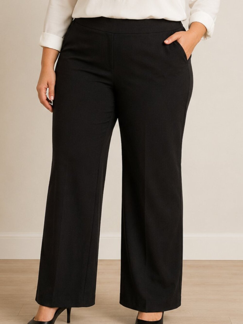 S.C. & Co. Black Pull-On Wide Leg Dress Pants Size 16
